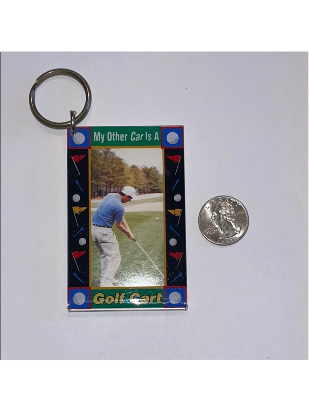 Blue and Black My Other Car Is A Golf Cart Picture Key Card Holder Accessory
